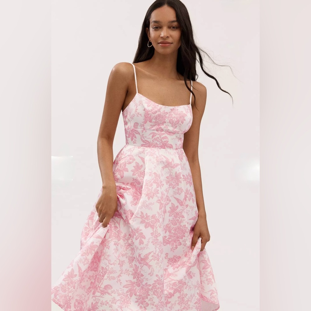 BHLDN X Anthropologie Gabriella Pink Spaghetti Strap Dress